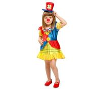My Other Me Déguisement de clown pour bébé fille avec robe, chapeau et nœud papillon de couleurs rouge et jaune, taille 12-24 mois. Ajoute une touche de plaisir à n'importe quelle célébration