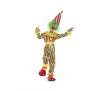 My Other Me Déguisement de clown unisexe pour enfant, taille 10-12 ans. Comprend un chapeau conique, une combinaison rayée colorée avec col, poignets et gros boutons jaunes, et ceinture.