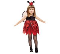 My Other Me Déguisement de coccinelle pour fille avec robe, coiffe et ailes en rouge et noir, taille 12-24 mois. Parfait pour voler le cœur à tout le monde à Halloween