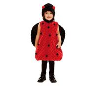 My Other Me Déguisement de coccinelle unisexe avec bonnet et robe à ailes en noir et rouge, taille 3-4 ans, parfait pour réveiller les sourires pendant le carnaval