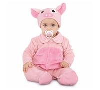 My Other Me Déguisement de cochon pour bébé unisexe, taille 12-24 mois. Comprend un bonnet avec oreilles, un museau et des yeux, une barboteuse rose avec un ventre plus foncé, une queue et une tétine