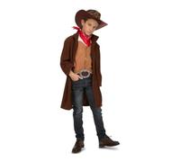 My Other Me Déguisement de cowboy pour garçon, taille 7-9 ans. Comprend un chapeau marron, un foulard rouge, une chemise blanche, un gilet beige, une ceinture noire et un manteau. Petit shérif pour