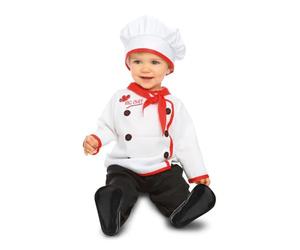 My Other Me Déguisement de cuisinier pour bébé unisexe avec chapeau, mouchoir, veste et pantalon en blanc et rouge, taille 7-12 mois, aussi doux qu'un cupcake fraîchement cuit