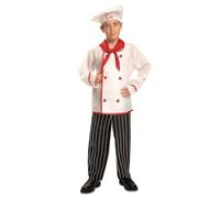 My Other Me Déguisement de cuisinier pour enfant, taille 5-6 ans. Comprend un bonnet blanc avec l'inscription Chef en rouge, un mouchoir, une chemise blanche avec boutons et détails rouges, et un