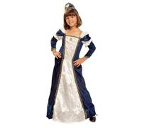 My Other Me Déguisement de dame médiévale pour fille, taille 10-12 ans. Comprend une robe longue bleue avec bande centrale blanche et broderies dorées, des manches longues en couches et un bandeau