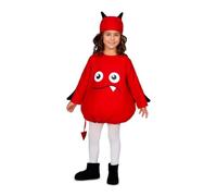 My Other Me Déguisement de diable unisexe pour enfant, taille 3-4 ans. Comprend un bonnet à cornes noires, une grenouillère rouge avec yeux, une cape noire, une queue pointue et un couvre-bottes
