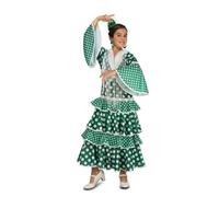 My Other Me Déguisement de flamenco pour fille, taille 7-9 ans. Comprend une robe verte à pois blancs et des volants à couches, une bordure blanche et des manches évasées. Idéal pour les fêtes.