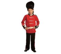 My Other Me Déguisement de garde anglaise pour enfant, taille 5-6 ans. Comprend un chapeau Bearskin, une chemise rouge avec boutons dorés, des poignets, des épaulettes et un pantalon en noir, et une