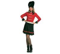 My Other Me Déguisement de garde anglaise pour femme, taille M-L. Comprend un chapeau noir Bearskin, une chemise rouge avec boutons dorés, des poignets, des épaulettes et un col noir, une ceinture