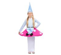 My Other Me Déguisement de gnome unisexe en blanc et bleu avec jupe champignon, ceinture avec jambes, bonnet et t-shirt, convient pour les tailles de 7 à 12 ans. Parfait pour les fêtes à thème