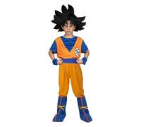 My Other Me Déguisement de Goku pour enfant avec t-shirt, ceinture, pantalon, couvre-bottes et brassards en bleu et orange, taille 7-9 ans. Parfait pour devenir un héros épique lors de fêtes et