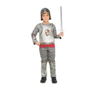 My Other Me Déguisement de guerrier pour enfant avec chemise, cuirasse et pantalon en gris et rouge, taille 10-12 ans. Préparez-vous pour la bataille médiévale la plus excitante