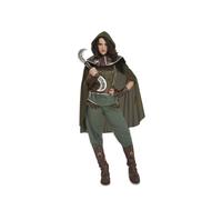 My Other Me Déguisement de guerrière médiévale pour femme, taille XS. Comprend un t-shirt vert avec ceintures, une cape à capuche, un pantalon vert, un plastron, des couvre-bottes, des mitaines et des