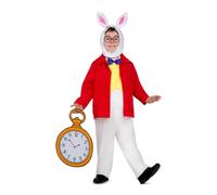 My Other Me Déguisement de lapin unisexe avec bonnet, combinaison et montre en blanc et rouge, taille 10-12 ans. Parfait pour les aventures au pays des merveilles