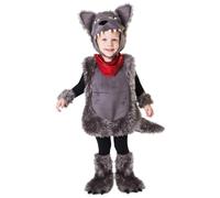 My Other Me Déguisement de loup unisexe pour bébé avec bonnet, combinaison, poignets, couvre-bottes et queue de couleur grise, taille 12-24 mois, une touche sauvage pour le petit lobito de la maison