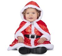 My Other Me Déguisement de maman Noël pour bébé fille en blanc et rouge avec robe jupon et capeline avec capuche, taille 24-36 mois. Parfait pour embrasser la magie de Noël