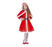 My Other Me Déguisement de maman Noël pour fille avec robe avec jupon, ceinture et capeline à capuche en blanc et rouge, taille 7-9 ans. Faites de chaque célébration un conte de Noël magique.