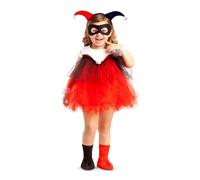 My Other Me Déguisement de méchant de bande dessinée rebelle pour bébé fille avec bandeau, cou, robe, masque, couvre-bottes et brassards en noir et rouge, taille 12-24 mois.
