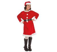 My Other Me Déguisement de mère Noël pour fille avec chapeau, robe et ceinture en blanc et rouge, taille 3-4 ans. Que la magie de Noël vous enveloppe de joie.