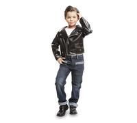 My Other Me Déguisement de motard unisexe pour enfant, taille 5-6 ans. Comprend une veste noire effet cuir avec fermeture éclair et détails argentés et larges rabats. Attitude rebelle pour dominer la