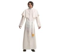 My Other Me Déguisement de papa pour homme, taille XXL. Comprend une longue tunique blanche avec boutons et une cape sur les épaules, une ceinture à franges jaunes et un blanc uni. Un look papal