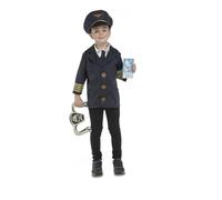 My Other Me Déguisement de pilote unisexe pour enfant, taille 3-5 ans. Comprend une veste bleu marine avec chemise blanche, une cravate noire, une casquette avec badge doré, une manette d'avion et une
