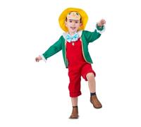 My Other Me Déguisement de Pinocchio pour enfant unisexe avec bonnet, masque, veste et salopette en rouge et vert, taille 3-4 ans. Parfait pour vivre des aventures de contes classiques