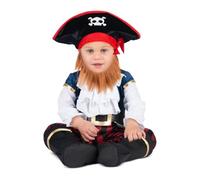 My Other Me Déguisement de pirate Boucanier unisexe avec chapeau, barbe, combinaison, ceinture et chaussons en rouge et blanc, taille 12-24 mois. L'aventure et les trésors attendent le petit