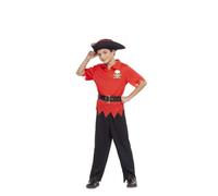 My Other Me Déguisement de pirate noir pour enfant avec chapeau, chemise, ceinture et pantalon taille 7-9 ans. Parfait pour surfer sur les mers lors de fêtes d'aventures et trésors cachés
