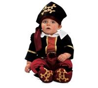 My Other Me Déguisement de pirate pour bébé garçon avec bonnet, combinaison, ceinture et chaussons en noir et rouge, taille 12-24 mois. Parfait pour les aventures pirates en famille