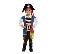 My Other Me Déguisement de pirate pour enfant avec chapeau, veste avec chemise, ceinture, ceinture, pantalon et guêtres en bleu et marron, taille 3-4 ans. Vivez de grandes aventures en haute mer