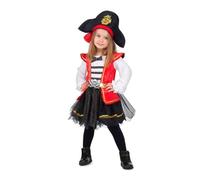 My Other Me - Déguisement de pirate pour fille, taille 3-4 ans. Comprend une robe avec chemise à manches longues, une jupe en tulle avec détails brillants, un gilet rouge, une ceinture dorée avec
