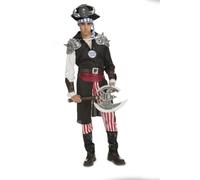 My Other Me Déguisement de pirate pour homme, taille S. Comprend une tunique à manches longues, un pantalon rayé avec couvre-bottes noirs, une ceinture avec boucle, une ceinture, un chapeau noir avec