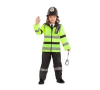 My Other Me Déguisement de policier anglais unisexe pour enfant avec pantalon, veste, casque, menottes et talkie-walkie en jaune et noir, taille 3-5 ans. Inspirez le respect et l'autorité dans chaque