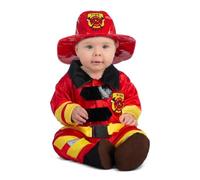 My Other Me Déguisement de pompier unisexe avec combinaison, chapeau et chaussons en rouge et jaune pour bébé taille 7-12 mois. Idéal pour ses premières aventures héroïques
