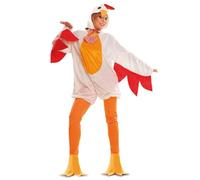 My Other Me Déguisement de poule unisexe pour adulte avec bonnet, combinaison et pantalon avec couvre-pieds en rouge et orange, taille ML. Attire l'attention sur n'importe quelle fête sur le thème de