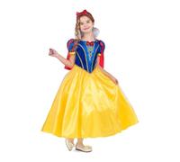 My Other Me Déguisement de princesse Blanche-Neige pour fille avec robe, cape, jupon et bandeau en jaune et bleu, taille 7-9 ans. Parfait pour éblouir lors de toute fête de conte