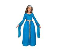 My Other Me Déguisement de princesse pour fille, taille 10-12 ans, comprend une robe longue bleue avec des détails dorés et argentés avec des manches longues suspendues et un bandeau argenté avec