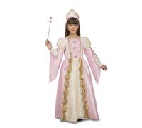 My Other Me Déguisement de princesse pour fille, taille 10-12 ans, comprend une robe rose et beige avec détails dorés et des manches bouffantes et un bandeau couronne assorti.