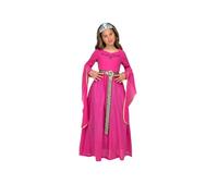 My Other Me Déguisement de princesse pour fille, taille 7-9 ans. Comprend une robe longue rose avec détails dorés et argentés avec des manches longues suspendues, et un bandeau argenté avec strass.