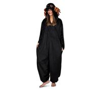 My Other Me Déguisement de pyjama pour adulte avec combinaison à capuche orange et noir, taille S. Parfait pour une nuit de mystère et d'amusement