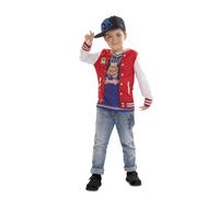 My Other Me Déguisement de rappeur pour enfant avec t-shirt imprimé en rouge et blanc, taille 4-6 ans. Prêt pour le spectacle urbain le plus amusant.