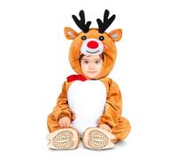 My Other Me Déguisement de renne pour bébé unisexe avec bonnet, cornes, combinaison et chaussons en marron et blanc, taille 7-12 mois. Parfait pour célébrer la magie de Noël