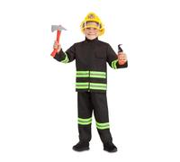 My Other Me Déguisement de sauveteur unisexe en jaune et noir avec pantalon, veste, hache, casque et extincteur taille 3-5 ans. Prêt pour l'action héroïque.