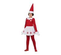 My Other Me Déguisement de Scout Elf blanc et rouge avec bonnet, t-shirt, moufles, jupe et legging taille 10-12 ans. Parfait pour recréer un conte de Noël magique et coquin.