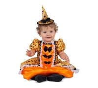 My Other Me Déguisement de sorcière pour bébé fille de couleur orange avec robe avec jupon et bandeau avec chapeau taille 7-12 mois. Parfait pour votre première nuit magique