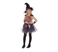 My Other Me Déguisement de sorcière pour fille avec chapeau, robe et mitaines en violet et rouge, taille 10-12 ans, parfait pour les fêtes d'Halloween avec une touche magique