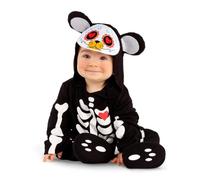 My Other Me Déguisement de squelette du jour des morts pour bébé unisexe avec body, capuche et chaussons en noir et blanc, taille 12-24 mois. Votre petit ours sera le centre d'attention à Halloween.