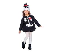 My Other Me Déguisement de squelette unisexe pour enfants avec bonnet, combinaison et couvre-bottes en noir et blanc, taille 3-4 ans. Un choix charmant pour Halloween et les fêtes à thème