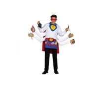 My Other Me Déguisement de super père pour homme, taille M-L. Comprend un masque, une chemise à 6 bras, un t-shirt imprimé, un tablier avec détails sur les produits ménagers et une ceinture et 4